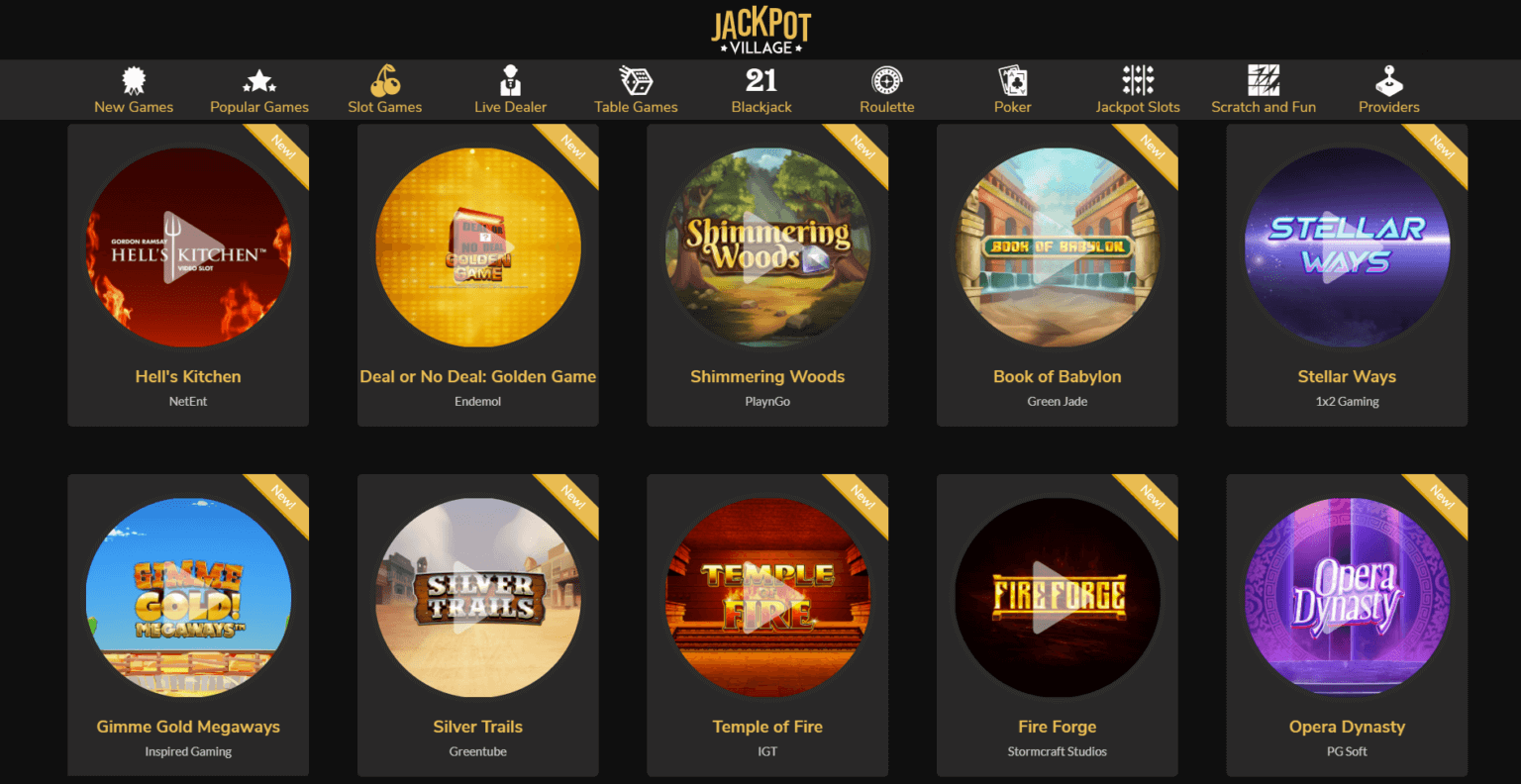 A screenshot showing a great selection of the slots you can play at the online casino