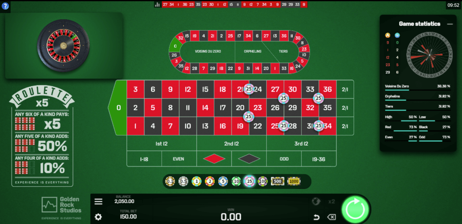 A screenshot of a roulette game's betting table