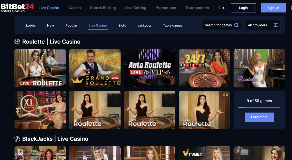Bitbet24 live casino image 